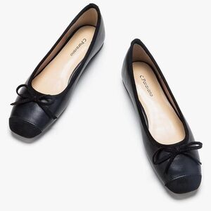 Shoes-size 40  9.5- 10 shoe size Paravano Ballet Flats Square Toe Bow Slip Ons